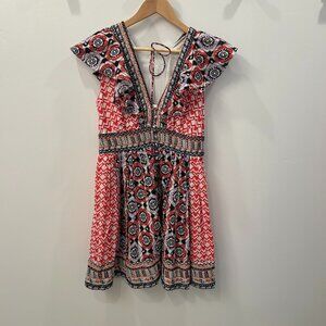Anthropologie Flutter Sleeve Beaded mini dress, Size 4
